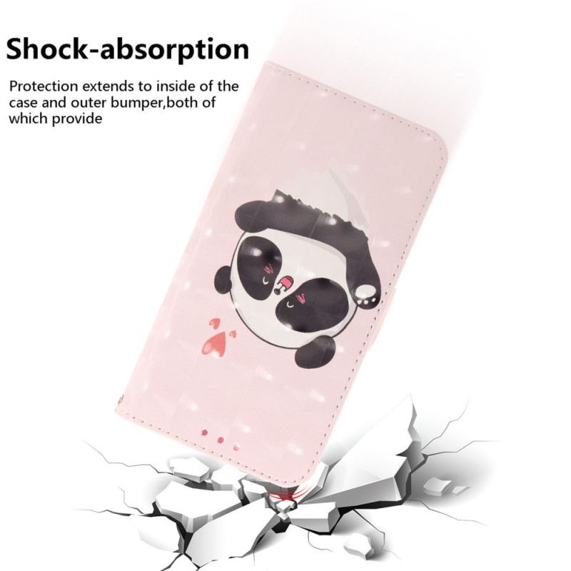 Fliptok / Bőrtok iPhone 15 Plus szíjjal Panda Love Szíjjal