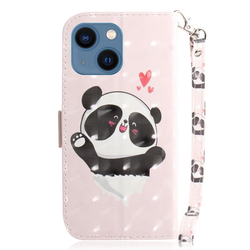 Fliptok / Bőrtok iPhone 15 Plus szíjjal Panda Love Szíjjal