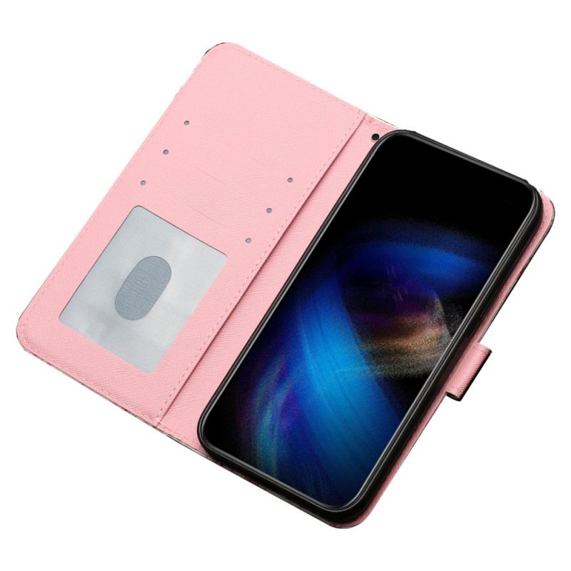 Fliptok iPhone 15 Plus szíjjal 3d Cica Pánttal