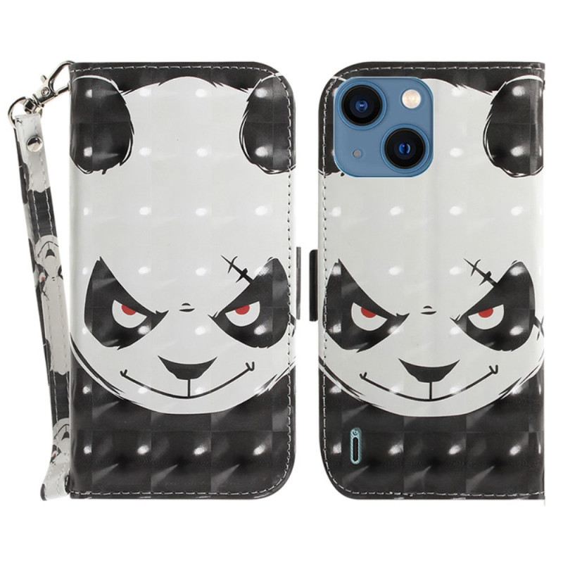 Fliptok iPhone 15 Plus szíjjal Dühös Panda Szíjjal