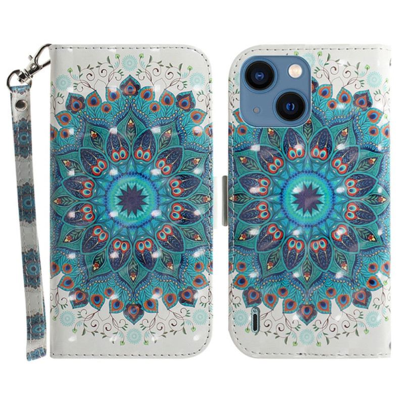 Fliptok iPhone 15 Plus szíjjal Mandala Szíjjal