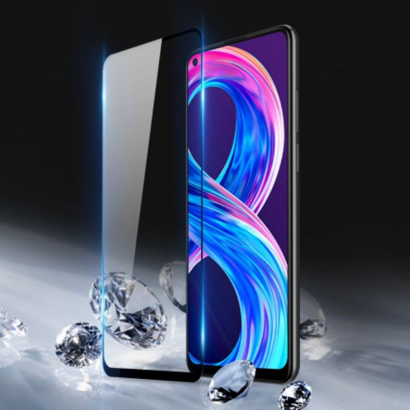 Realme 8/8 Pro Black Edges Edzett Üveg Képernyővédő Fólia