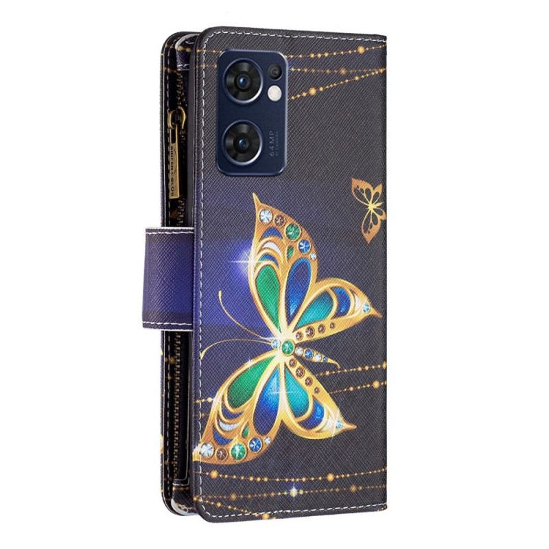 Fliptok / Bőrtok Oppo Find X5 Lite Royal Butterfly Cipzáras Tok