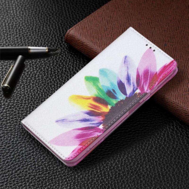 Fliptok Xiaomi Redmi Note 10 / 10S Bőrtok Akvarell Virág