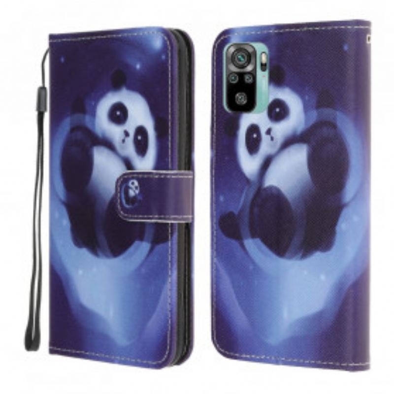 Fliptok Xiaomi Redmi Note 10 / 10S szíjjal Panda Space Kötéllel