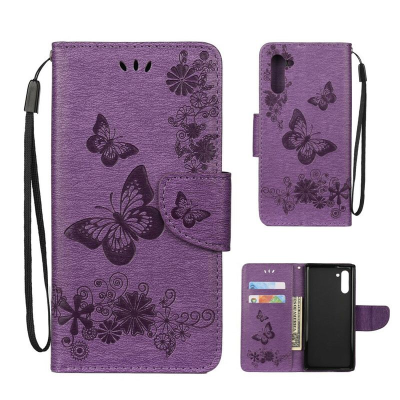 Kinyitható Tokok Samsung Galaxy Note 10 szíjjal Splendid Strap Butterflies