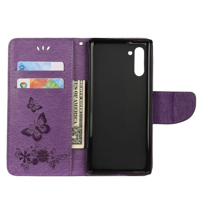 Kinyitható Tokok Samsung Galaxy Note 10 szíjjal Splendid Strap Butterflies