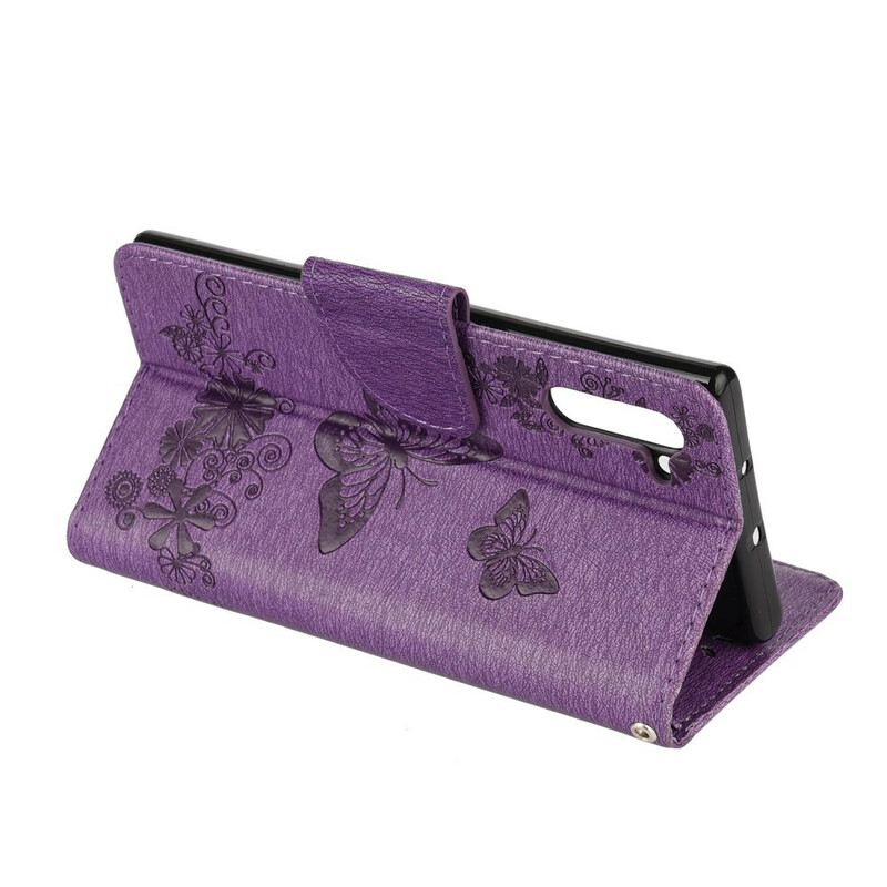 Kinyitható Tokok Samsung Galaxy Note 10 szíjjal Splendid Strap Butterflies