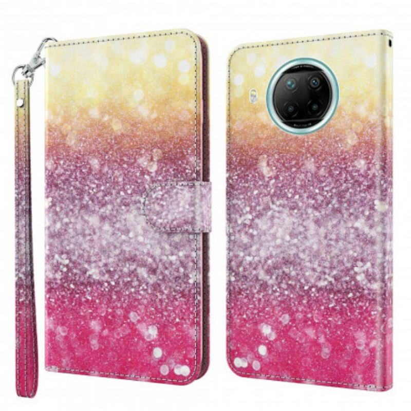 Fliptok / Bőrtok Xiaomi Redmi Note 9 Pro 5G Light Spot Glitter Magenta