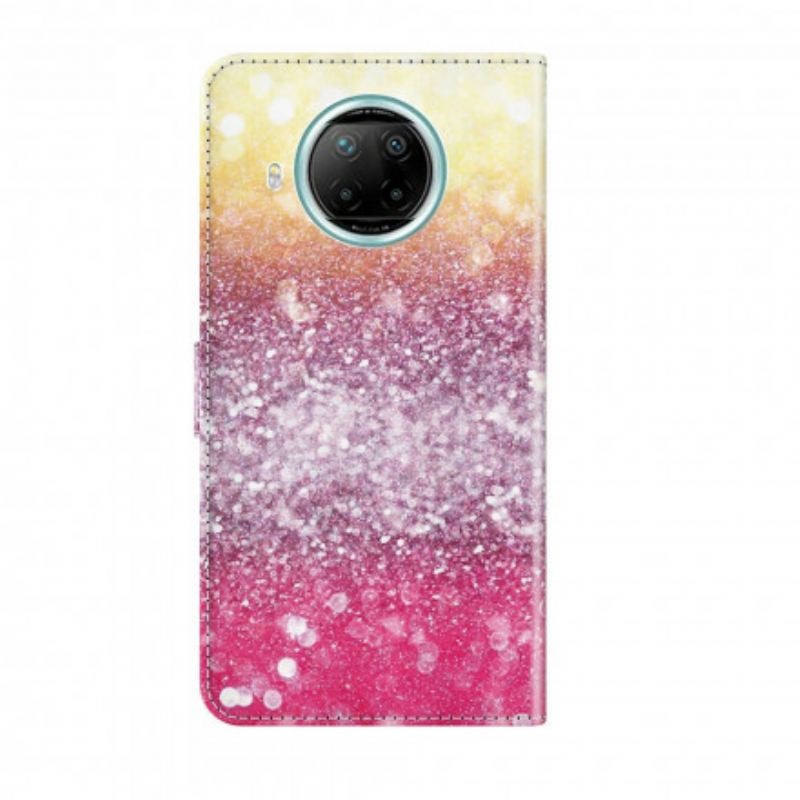 Fliptok / Bőrtok Xiaomi Redmi Note 9 Pro 5G Light Spot Glitter Magenta