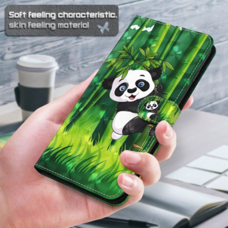 Fliptok / Bőrtok Xiaomi Redmi Note 9 Pro 5G Light Spot Panda És Bambusz