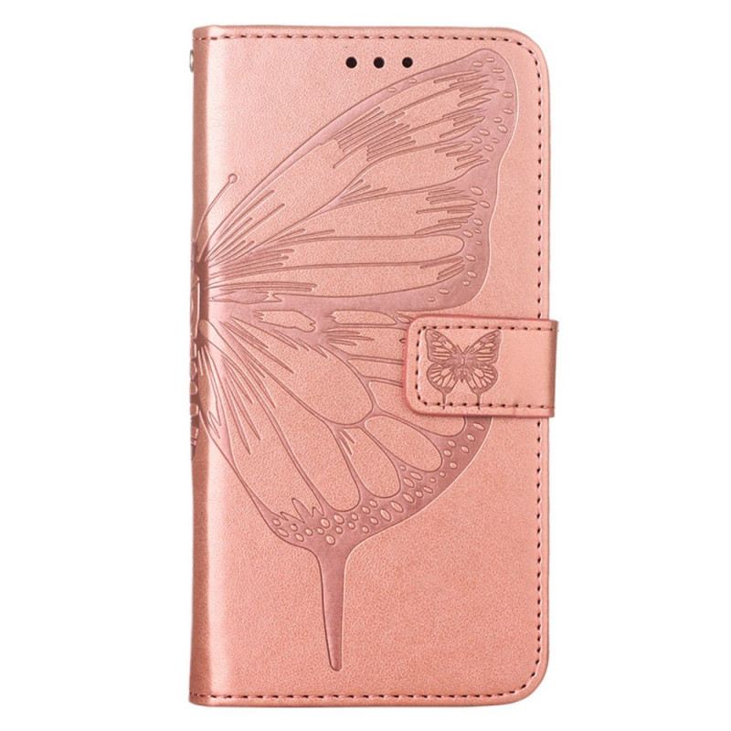 Fliptok / Bőrtok Oppo Find X5 Butterfly Design Zsinórral