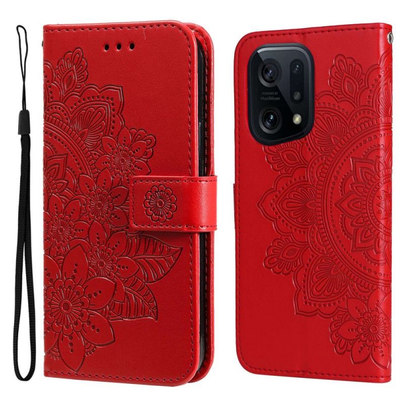 Fliptok / Bőrtok Oppo Find X5 szíjjal Pántos Mandala