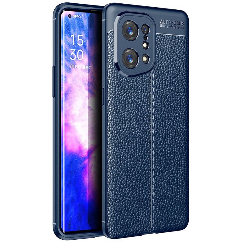 Tok Oppo Find X5 Bőrhatású Litcsi Dupla Vonal