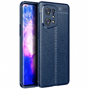 Tok Oppo Find X5 Bőrhatású Litcsi Dupla Vonal