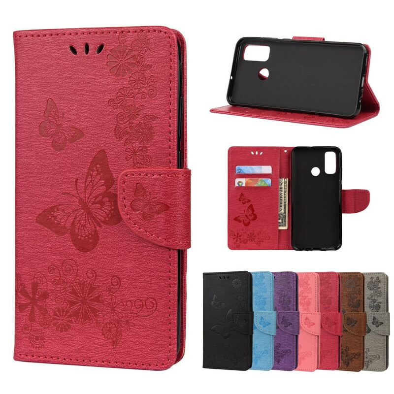 Fliptok / Bőrtok Huawei P Smart 2020 szíjjal Splendid Strap Butterflies