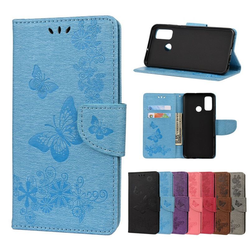 Fliptok / Bőrtok Huawei P Smart 2020 szíjjal Splendid Strap Butterflies