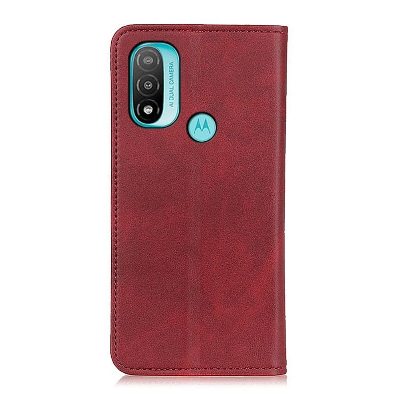 Fliptok Moto E40 / E30 / E20 Bőrtok Elegance Hasított Bőr