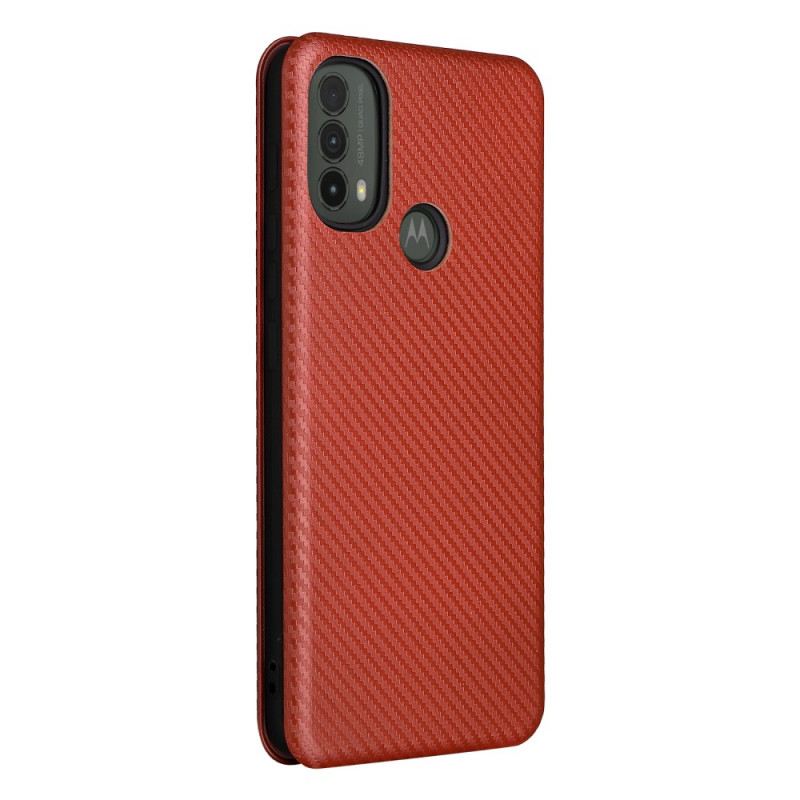 Fliptok Moto E40 / E30 / E20 Bőrtok Szénrost