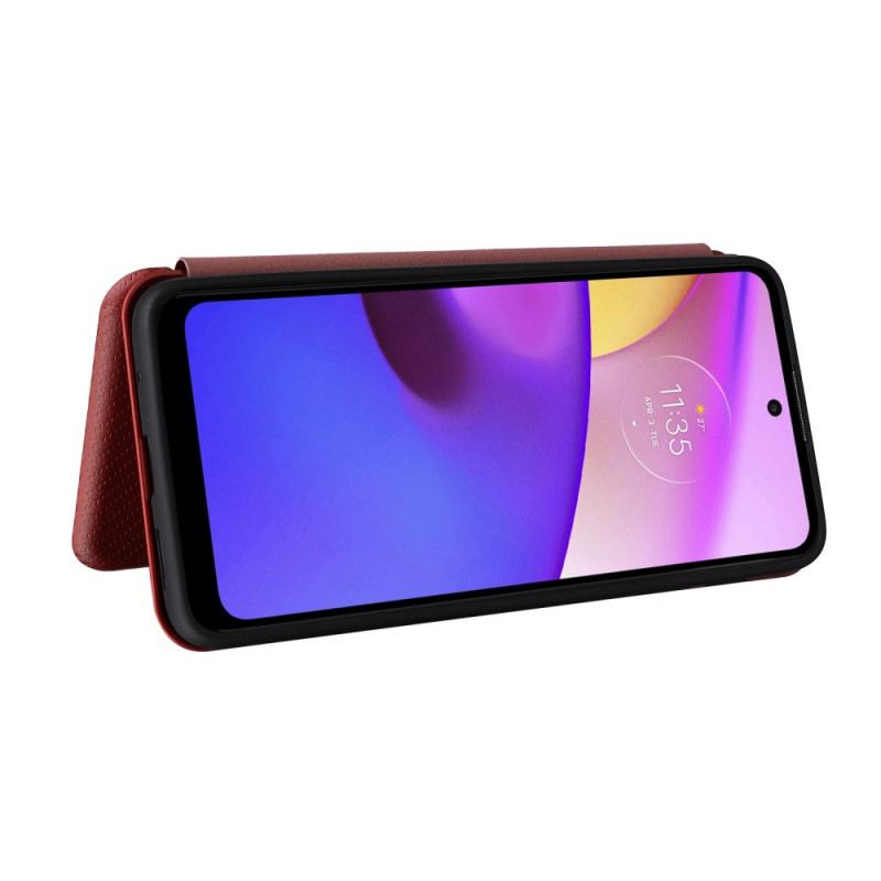 Fliptok Moto E40 / E30 / E20 Bőrtok Szénrost