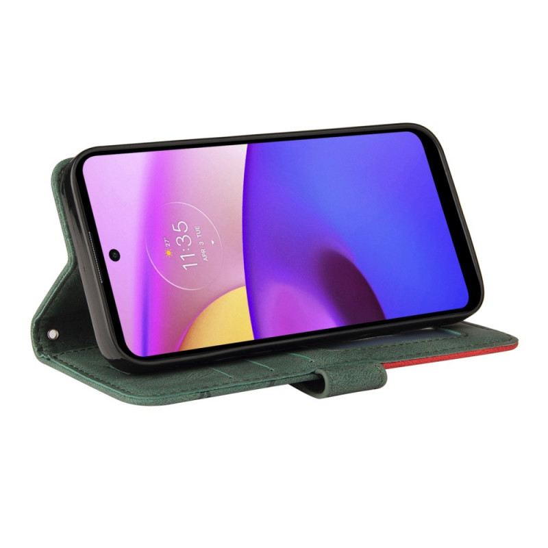 Fliptok Moto E40 / E30 / E20 Kéttónusú Signature Műbőr