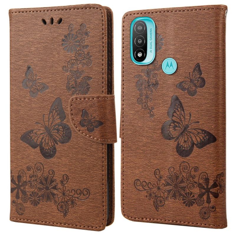 Fliptok Moto E40 / E30 / E20 szíjjal Splendid Strap Butterflies