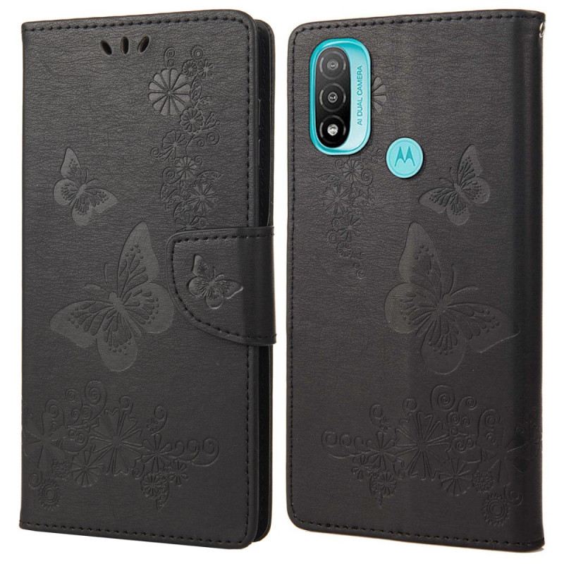 Fliptok Moto E40 / E30 / E20 szíjjal Splendid Strap Butterflies