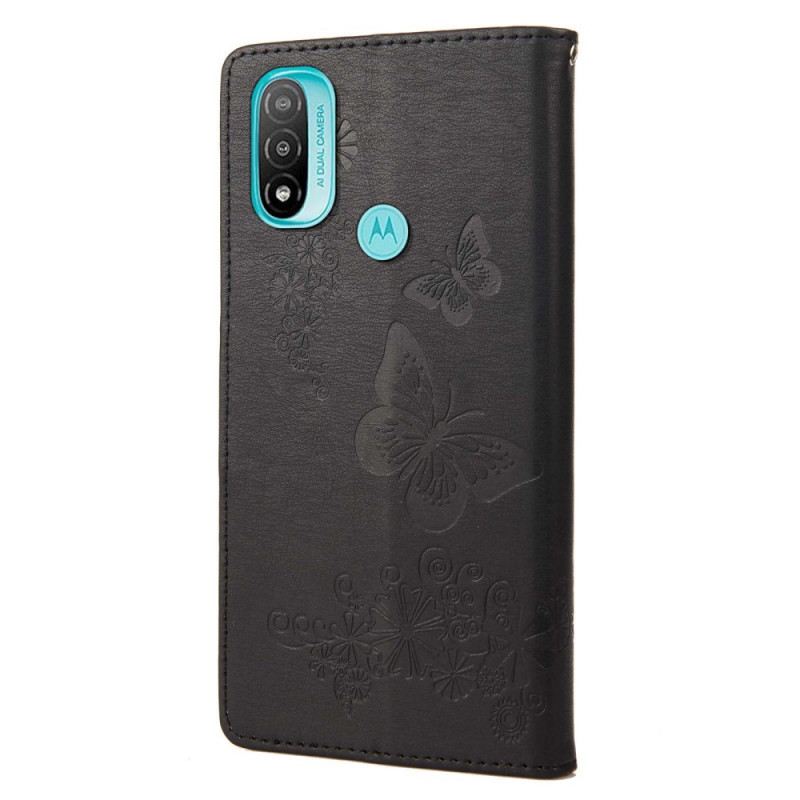 Fliptok Moto E40 / E30 / E20 szíjjal Splendid Strap Butterflies