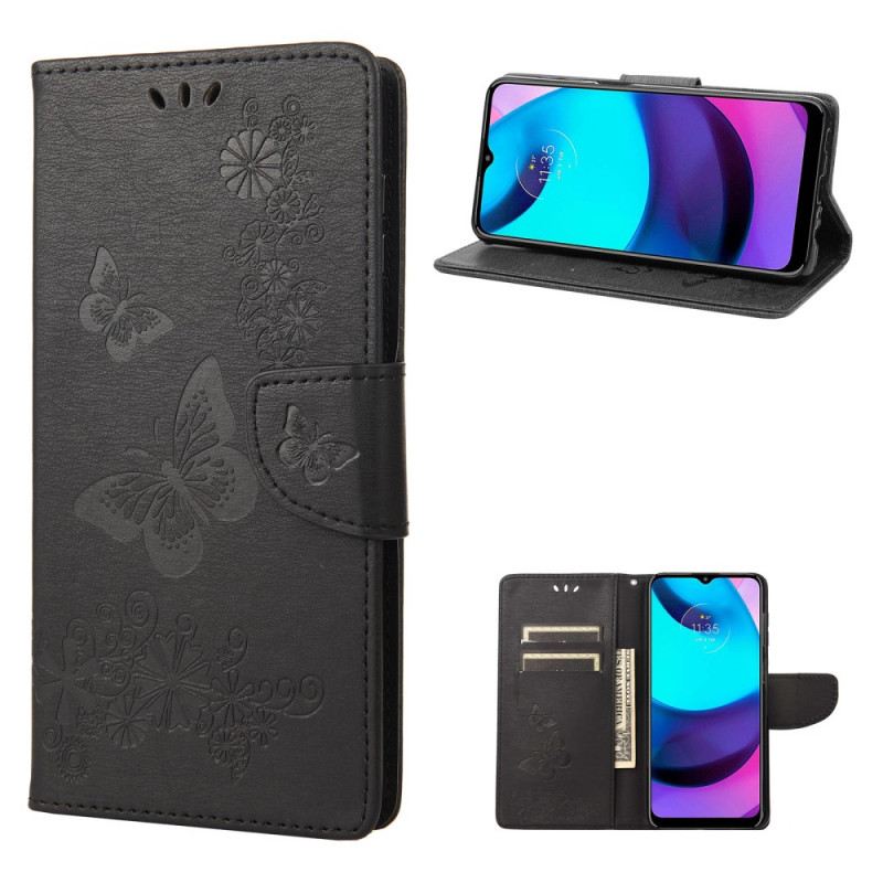 Fliptok Moto E40 / E30 / E20 szíjjal Splendid Strap Butterflies