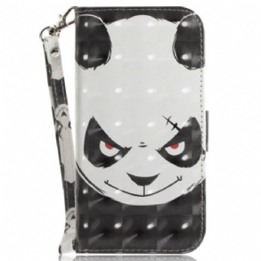 Bőrtok Xiaomi 14t Dühös Panda Szíjjal