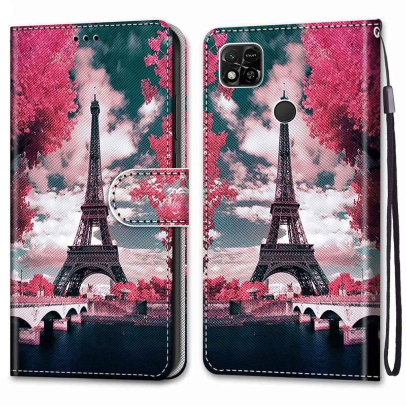 Fliptok / Bőrtok Xiaomi Redmi 10A Eiffel-torony Nyáron