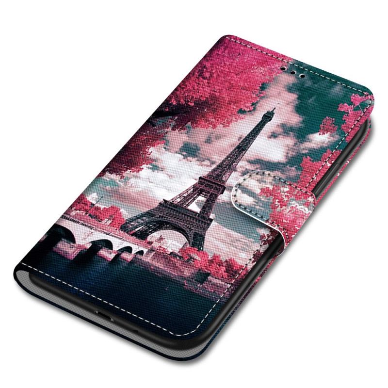 Fliptok / Bőrtok Xiaomi Redmi 10A Eiffel-torony Nyáron