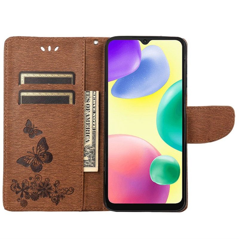 Fliptok / Bőrtok Xiaomi Redmi 10A szíjjal Splendid Strap Butterflies