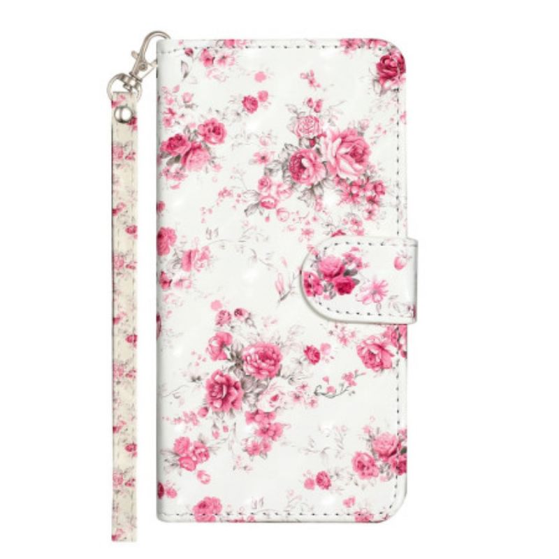 Fliptok / Bőrtok Xiaomi Redmi 10A szíjjal Strap Liberty Flowers