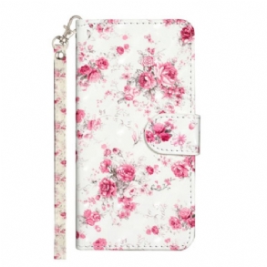 Fliptok / Bőrtok Xiaomi Redmi 10A szíjjal Strap Liberty Flowers