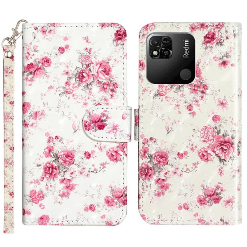 Fliptok / Bőrtok Xiaomi Redmi 10A szíjjal Strap Liberty Flowers