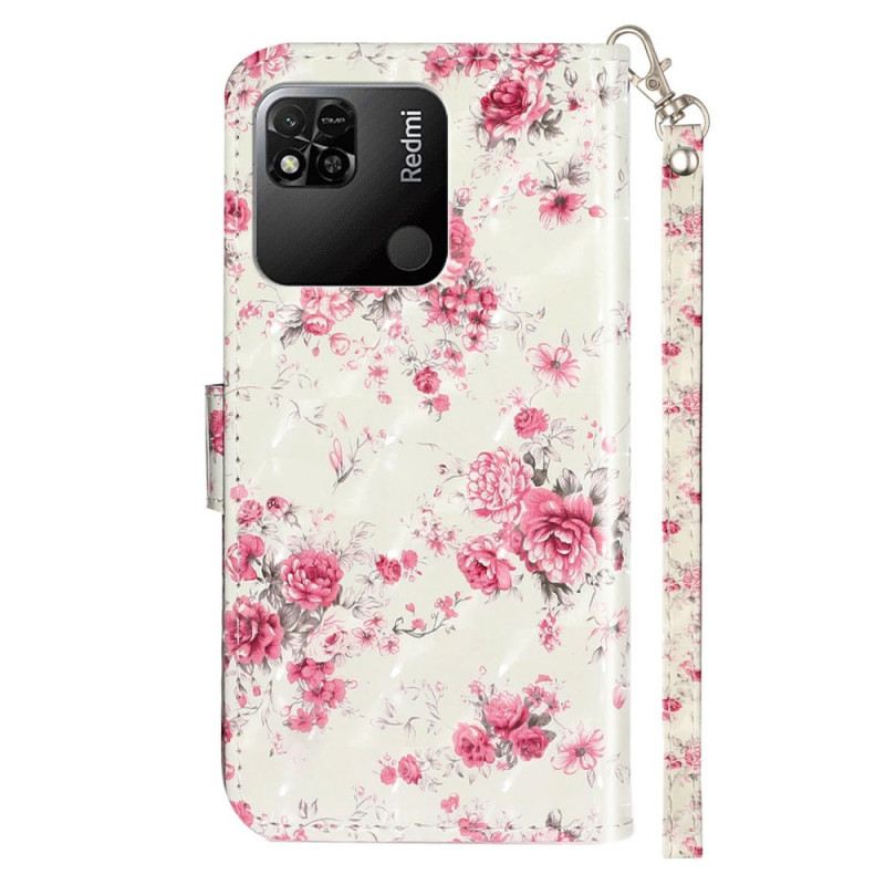 Fliptok / Bőrtok Xiaomi Redmi 10A szíjjal Strap Liberty Flowers