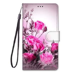 Fliptok / Bőrtok Xiaomi Redmi 10A szíjjal Strap Roses