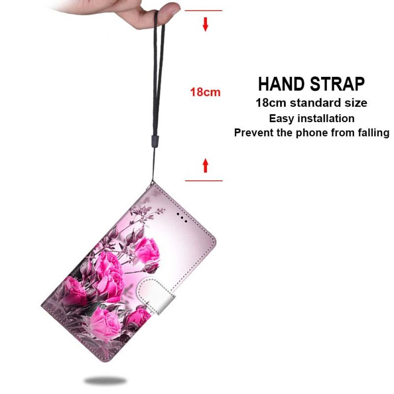 Fliptok / Bőrtok Xiaomi Redmi 10A szíjjal Strap Roses