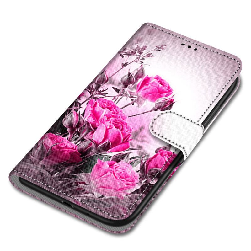 Fliptok / Bőrtok Xiaomi Redmi 10A szíjjal Strap Roses