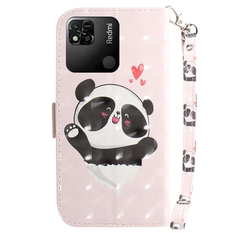 Fliptok Xiaomi Redmi 10A szíjjal Panda Love With Lanyard