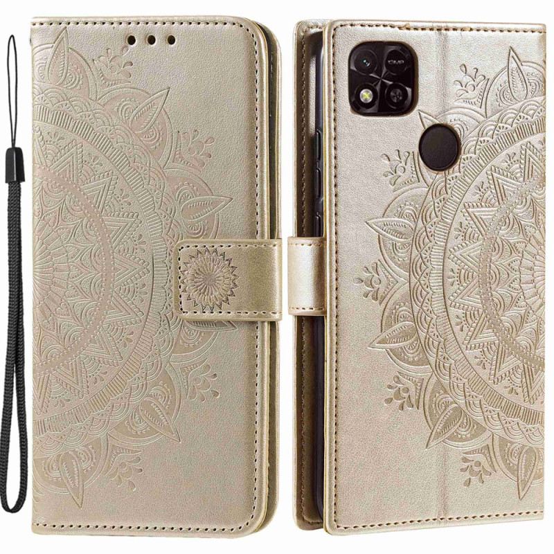 Kinyitható Tokok Xiaomi Redmi 10A Mandala Nap Zsinórral