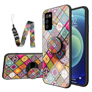 Tok Samsung Galaxy A03s Patchwork Mágneses Tartó