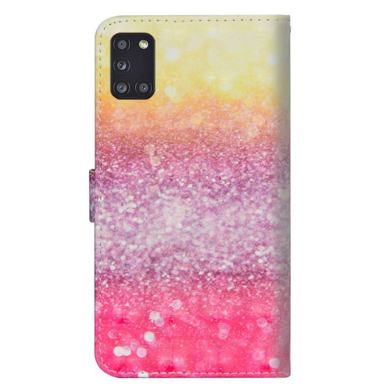 Fliptok / Bőrtok Samsung Galaxy A31 Magenta Glitter Gradiens