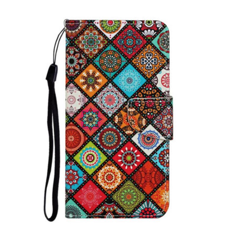 Fliptok / Bőrtok Samsung Galaxy A31 Patchwork Mandalák Zsinórral