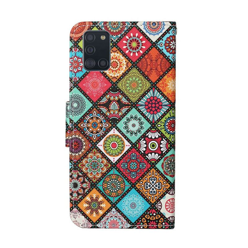 Fliptok / Bőrtok Samsung Galaxy A31 Patchwork Mandalák Zsinórral