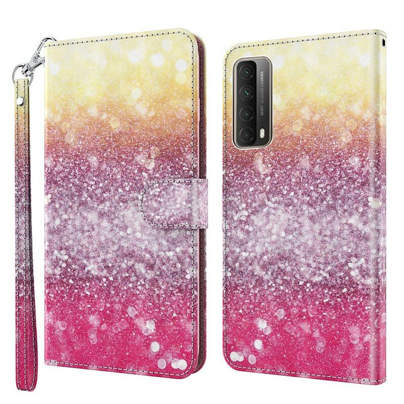 Fliptok / Bőrtok Huawei P Smart 2021 Magenta Glitter Gradiens