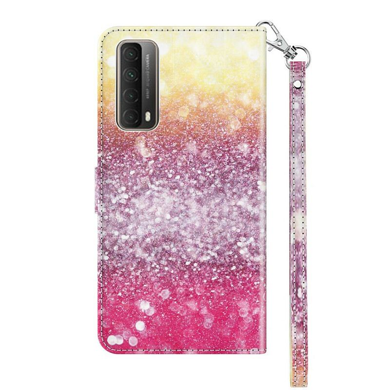 Fliptok / Bőrtok Huawei P Smart 2021 Magenta Glitter Gradiens