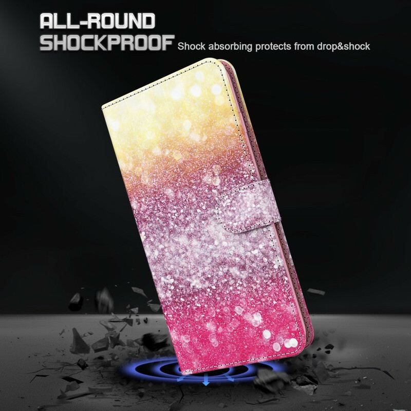 Fliptok / Bőrtok Huawei P Smart 2021 Magenta Glitter Gradiens