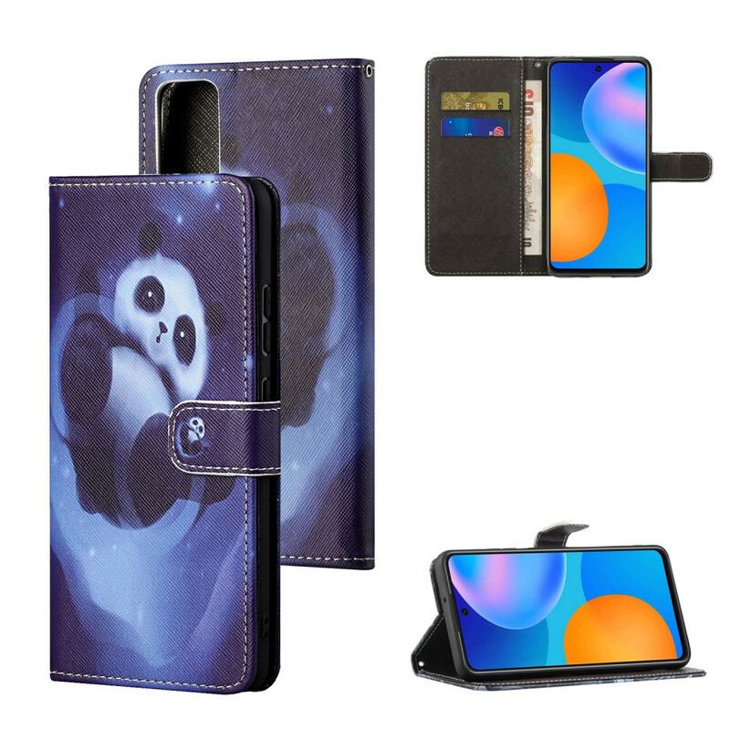 Fliptok / Bőrtok Huawei P Smart 2021 szíjjal Panda Space Kötéllel